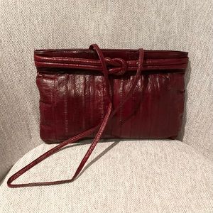 Eel Skin Burgundy Clutch Leather Shoulder Bag